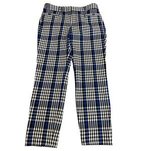 Banana Republic Blue Black White Plaid Wide Leg Pants